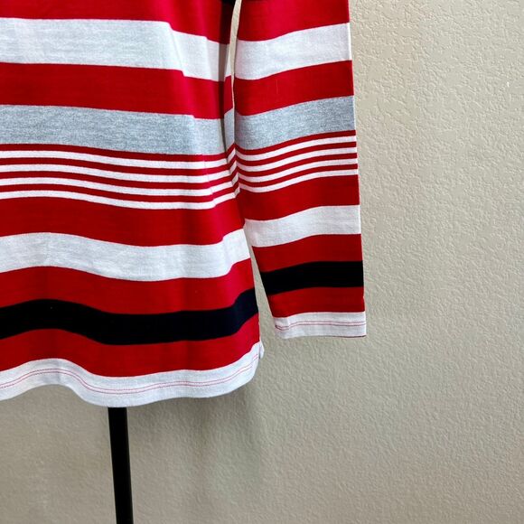 Talbots  Red long sleeve Tee  Aerial Stripe  knit top size Mp academia business - Picture 11 of 14